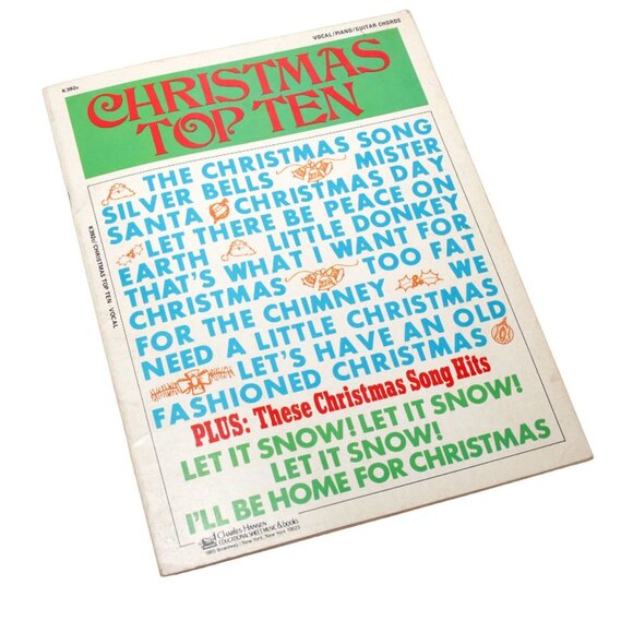 Vintage Christmas Sheet Music Book Retro Top 10 Songs Jingle Bells Let It Snow - Picture 1 of 9